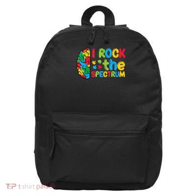 Autism Brain I Rock The Spectrum Awareness Boy 16 in Basic Backpack