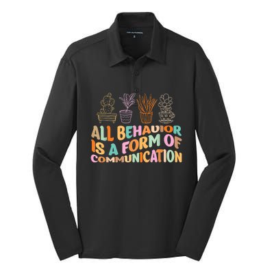 All Behavior Is A Form Of Communication Aba Therapy Silk Touch Performance Long Sleeve Polo