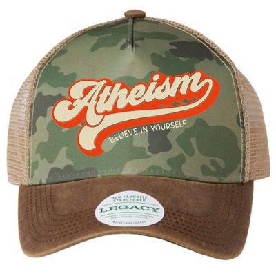 Atheism Believe In Yourself Retro Vintage Distressed Atheist Legacy Tie Dye Trucker Hat