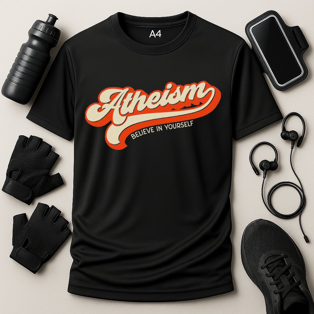 Atheism Believe In Yourself Retro Vintage Distressed Atheist Cooling Performance Crew T-Shirt