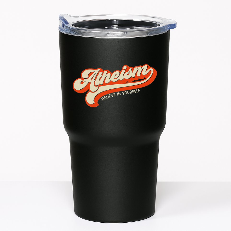 Atheism Believe In Yourself Retro Vintage Distressed Atheist Tumbler