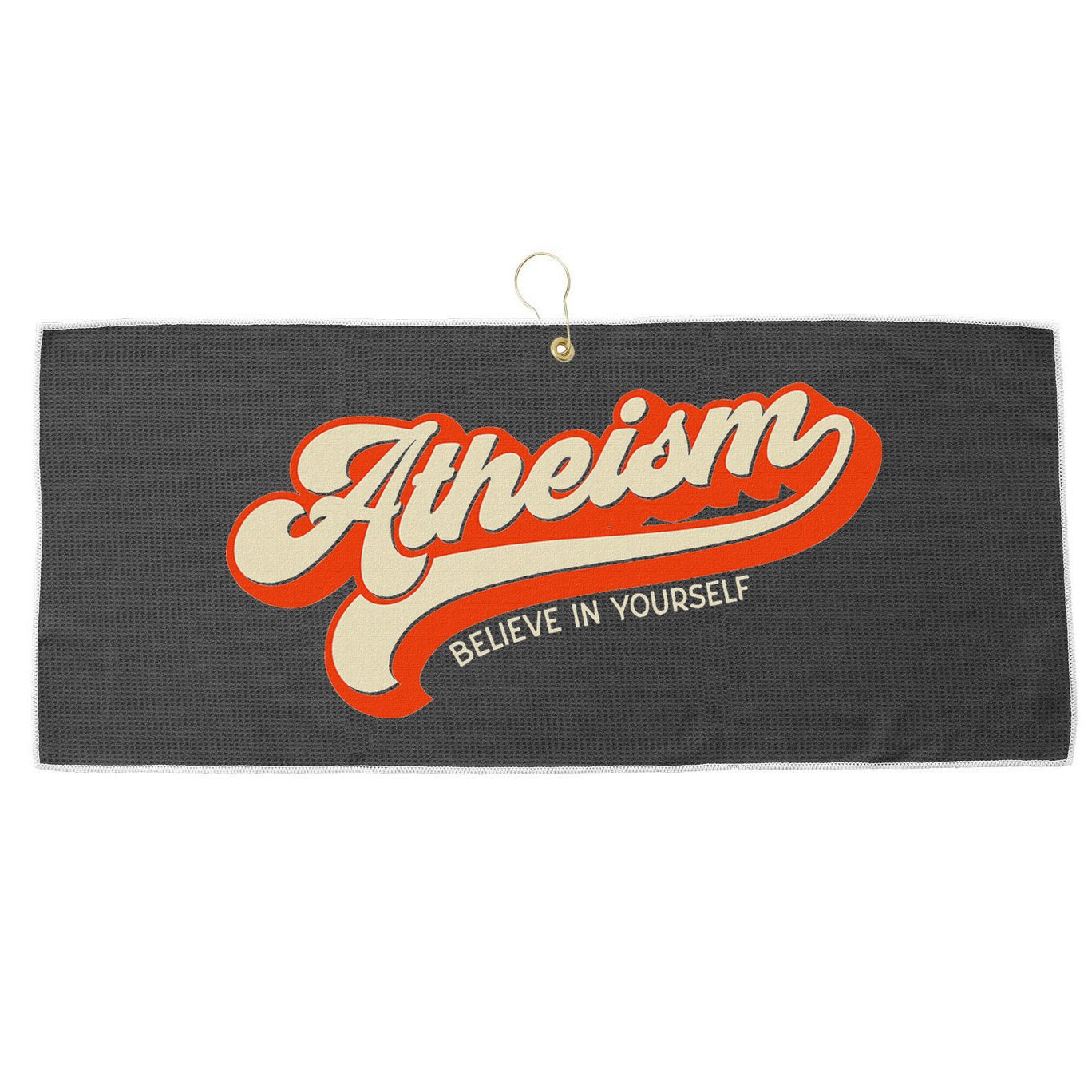 Atheism Believe In Yourself Retro Vintage Distressed Atheist Large Microfiber Waffle Golf Towel