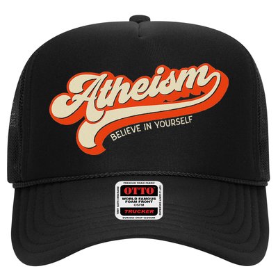 Atheism Believe In Yourself Retro Vintage Distressed Atheist Trucker Hat