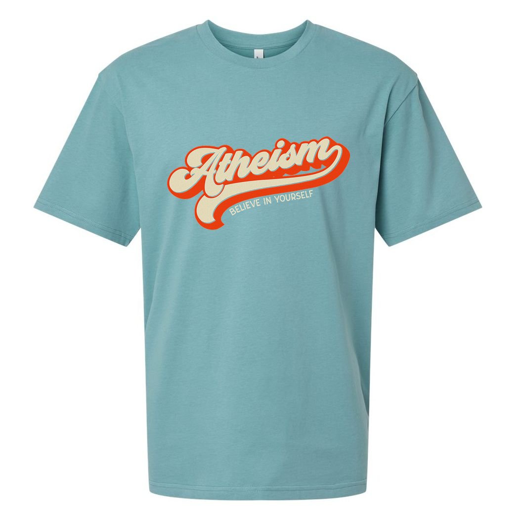 Atheism Believe In Yourself Retro Vintage Distressed Atheist Sueded Cloud Jersey T-Shirt