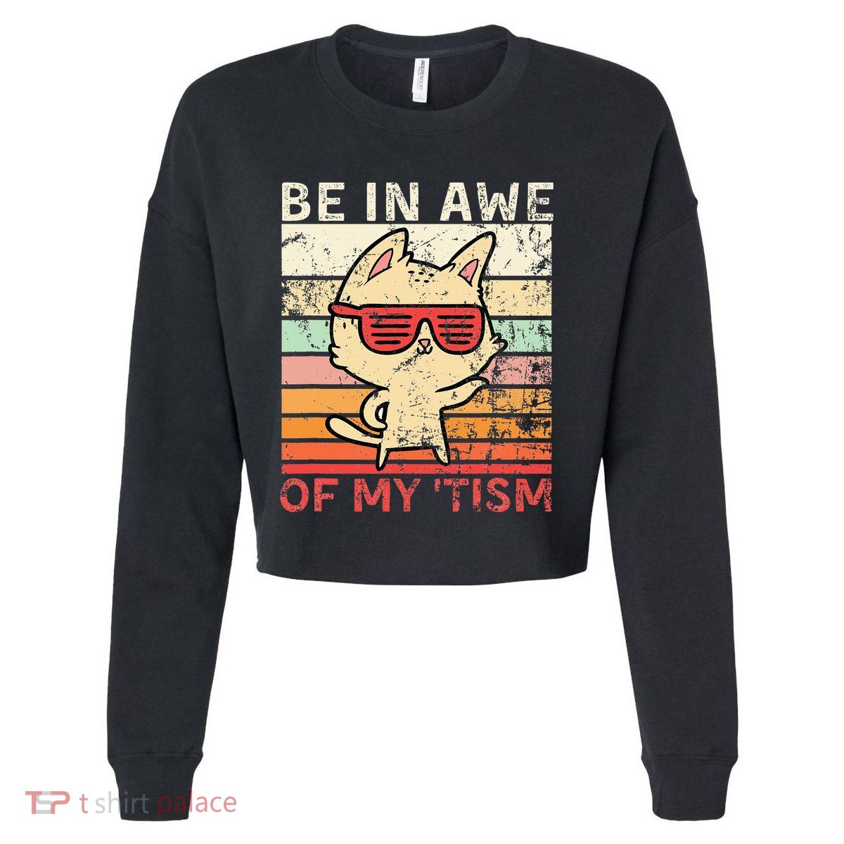 Autism Be In Awe Of My Tism Adult Awe Tism Cropped Pullover Crew