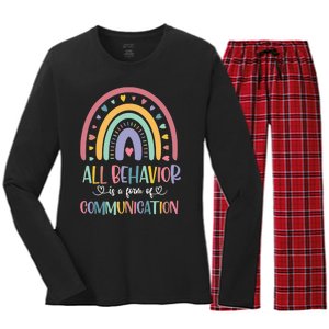 All Behavior Is A Form Of Communication Rainbow Women's Long Sleeve Flannel Pajama Set 