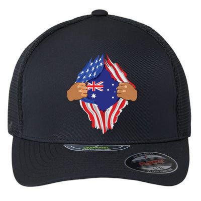 Australian Blood Inside Me Australia Flag Gift Flexfit Unipanel Trucker Cap