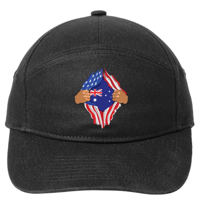 Australian Blood Inside Me Australia Flag Gift 7-Panel Snapback Hat