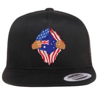 Australian Blood Inside Me Australia Flag Gift Flat Bill Trucker Hat