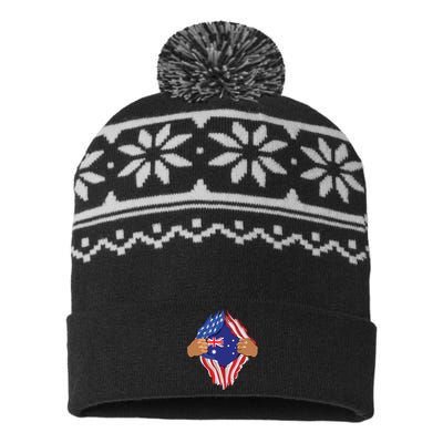 Australian Blood Inside Me Australia Flag Gift USA-Made Snowflake Beanie