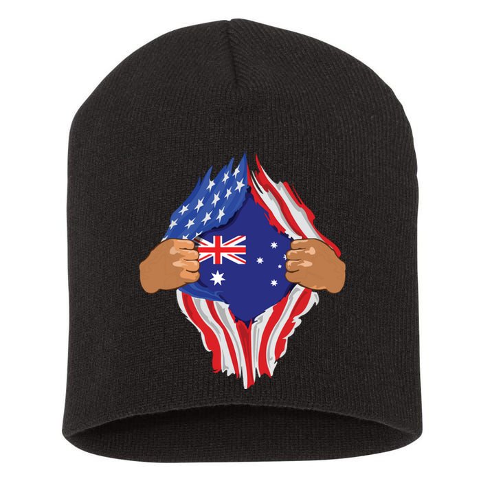 Australian Blood Inside Me Australia Flag Gift Short Acrylic Beanie