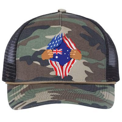 Australian Blood Inside Me Australia Flag Gift Retro Rope Trucker Hat Cap