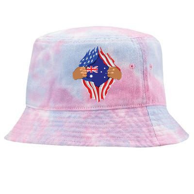 Australian Blood Inside Me Australia Flag Gift Tie-Dyed Bucket Hat