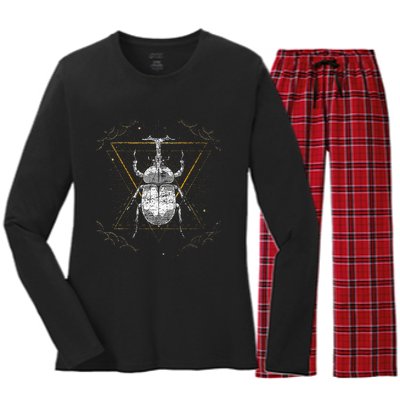 Animal Beetle Insect Occult Bug Women's Long Sleeve Flannel Pajama Set 