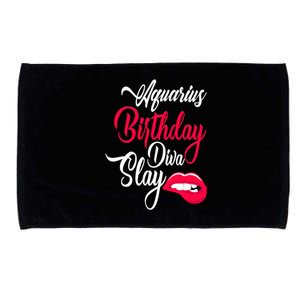 Aquarius Born In Birthday Diva Slay Januaryfebruary Gift Microfiber Hand Towel