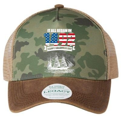 All Began In 1492 American Italian Christopher Columbus Day Legacy Tie Dye Trucker Hat