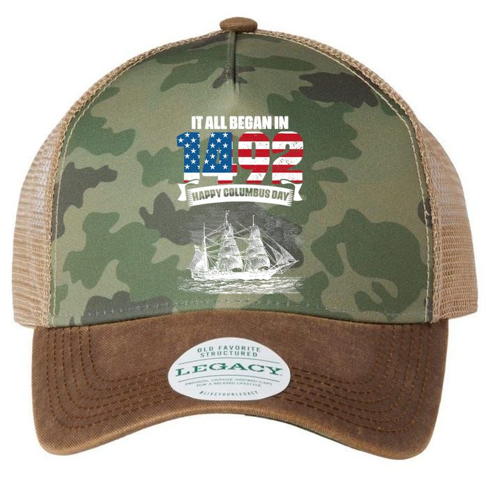 All Began In 1492 American Italian Christopher Columbus Day Legacy Tie Dye Trucker Hat
