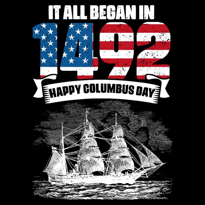 All Began In 1492 American Italian Christopher Columbus Day Flexfit Unipanel Trucker Cap