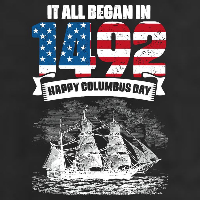 All Began In 1492 American Italian Christopher Columbus Day Microfiber Hand Towel