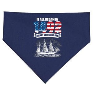 All Began In 1492 American Italian Christopher Columbus Day USA-Made Doggie Bandana