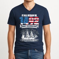 All Began In 1492 American Italian Christopher Columbus Day V-Neck T-Shirt