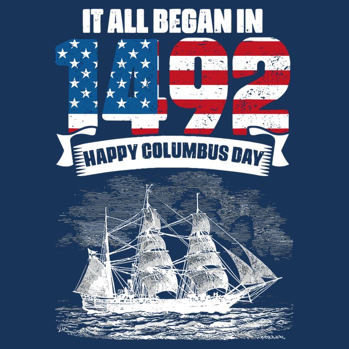 All Began In 1492 American Italian Christopher Columbus Day Drawstring Bag