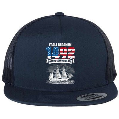 All Began In 1492 American Italian Christopher Columbus Day Flatbill Hat