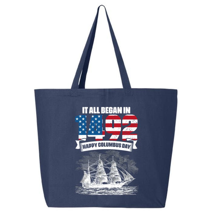 All Began In 1492 American Italian Christopher Columbus Day 25L Jumbo Tote