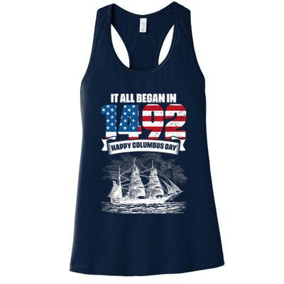 All Began In 1492 American Italian Christopher Columbus Day Womens Tank Top