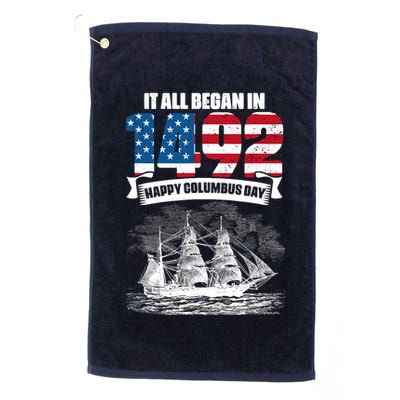 All Began In 1492 American Italian Christopher Columbus Day Golf Towel