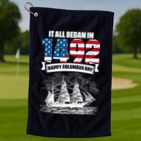All Began In 1492 American Italian Christopher Columbus Day Golf Towel
