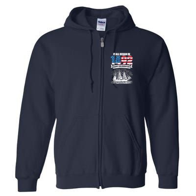 All Began In 1492 American Italian Christopher Columbus Day Full Zip Hoodie
