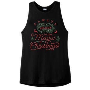 Always Believe In Magic Of Christmas Great Gift Ladies PosiCharge Tri-Blend Wicking Tank