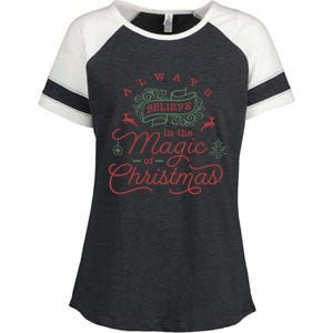 Always Believe In Magic Of Christmas Great Gift Enza Ladies Jersey Colorblock Tee