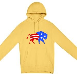 American Bison Illustration Premium Pullover Hoodie