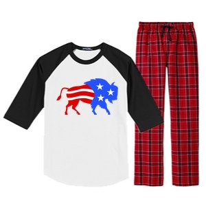 American Bison Illustration Raglan Sleeve Pajama Set