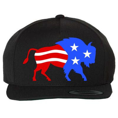 American Bison Illustration Wool Snapback Cap