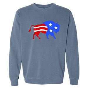 American Bison Illustration Garment-Dyed Sweatshirt