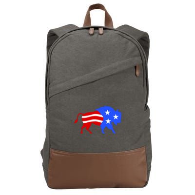 American Bison Illustration Cotton Canvas Backpack