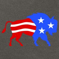 American Bison Illustration Cotton Canvas Backpack