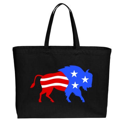 American Bison Illustration Cotton Canvas Jumbo Tote