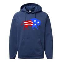 American Bison Illustration Performance Fleece Hoodie