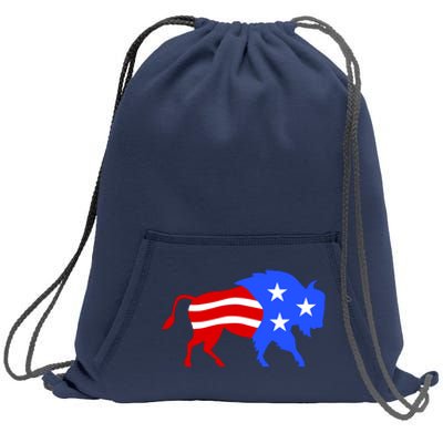 American Bison Illustration Sweatshirt Cinch Pack Bag