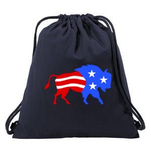 American Bison Illustration Drawstring Bag