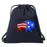 American Bison Illustration Drawstring Bag