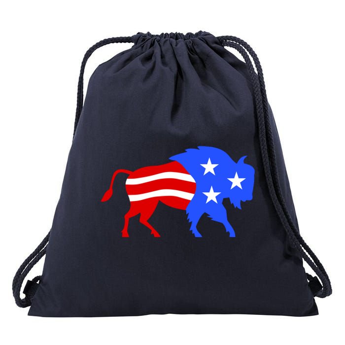 American Bison Illustration Drawstring Bag