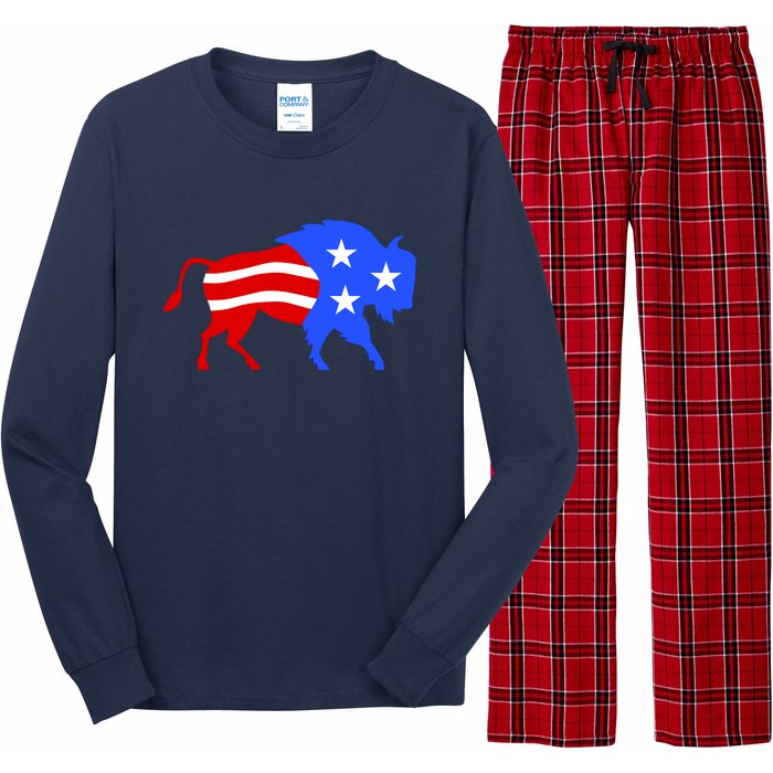 American Bison Illustration Long Sleeve Pajama Set