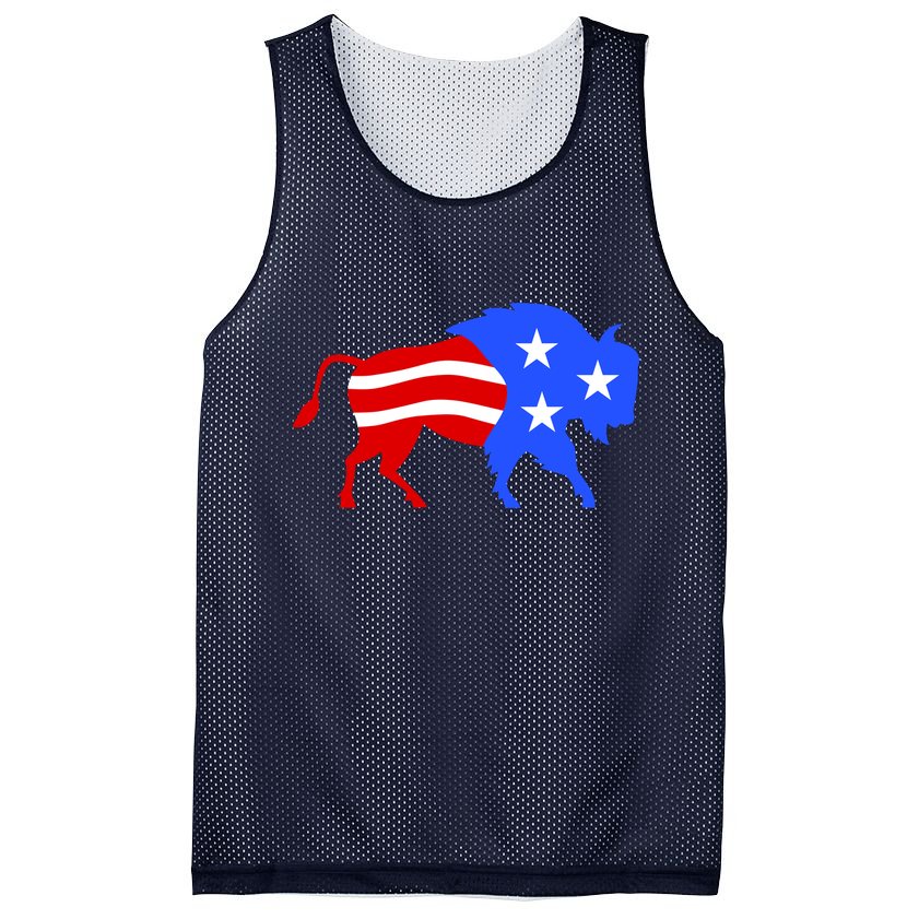 American Bison Illustration Mesh Reversible Basketball Jersey Tank
