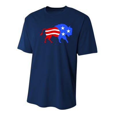 American Bison Illustration Youth Performance Sprint T-Shirt