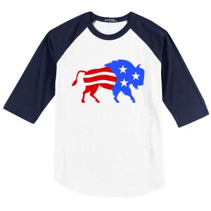 American Bison Illustration Baseball Sleeve Shirt